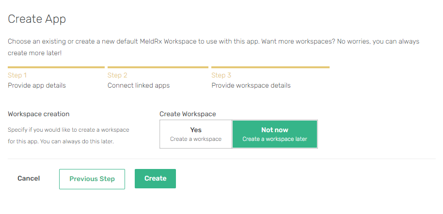 Workspace create select screenshot